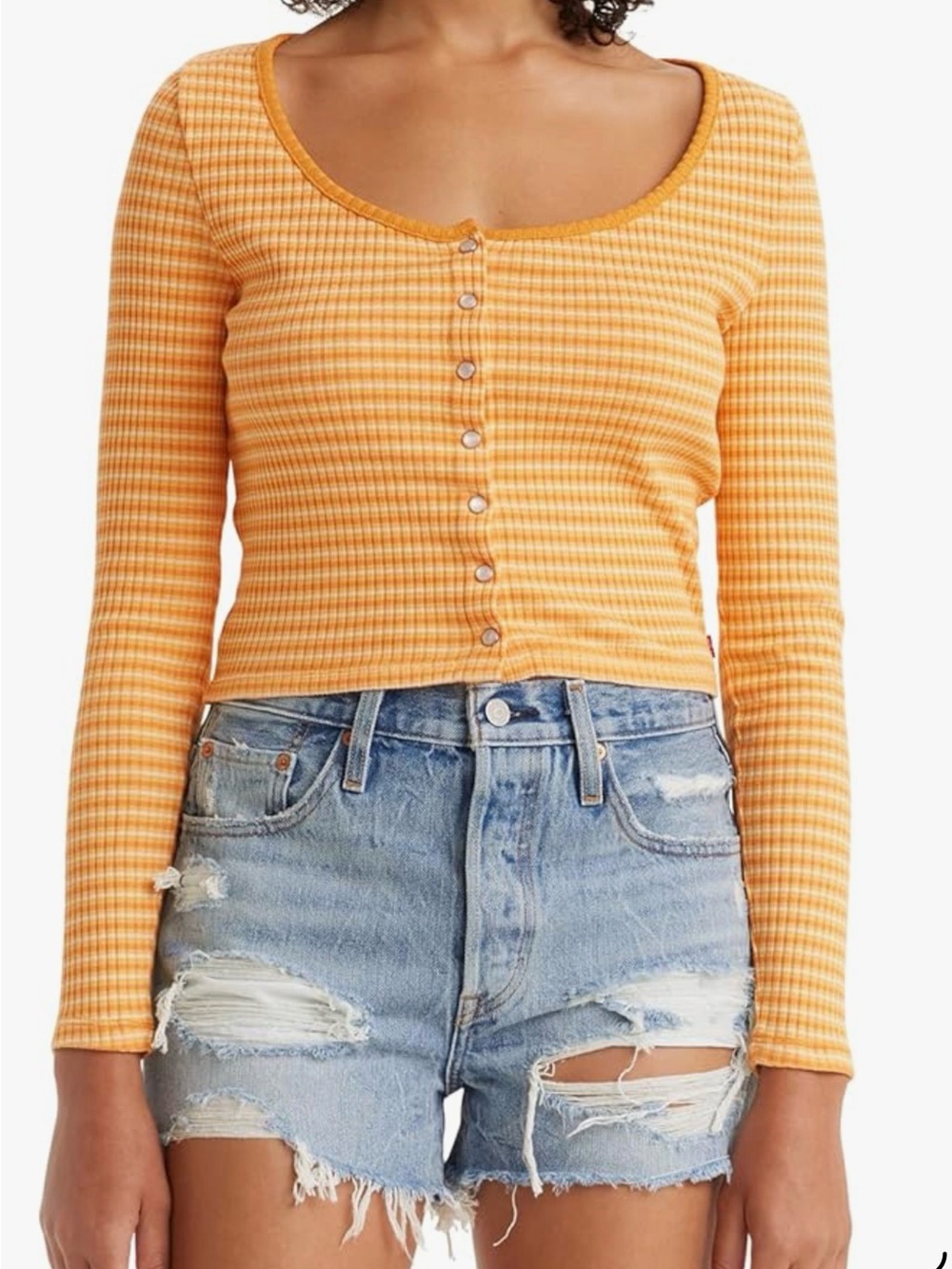 Levi”s  Women’s long sleeve Britt Snap Front Crop Top.